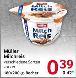 Müller Milchreis verschiedene Sorten 180/200-g-Becher