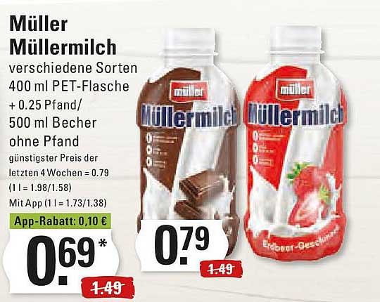 Müller Müller Milch verschiedene Sorten 400 ml PET-Flasche