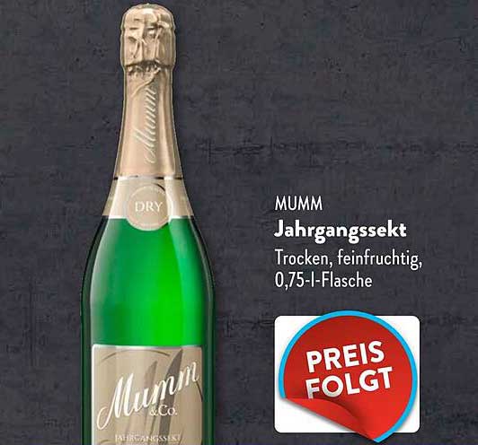 MUMM Jahrgangssekt trocken, 0,75-L-Flasche
