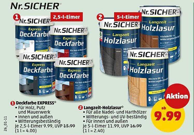 Nr. SICHER® Deckfarbe EXPRESS und Langzeit-Holzlazur