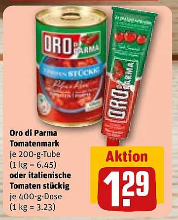 Oro di Parma Tomatenmark und italienische Tomatenstückig