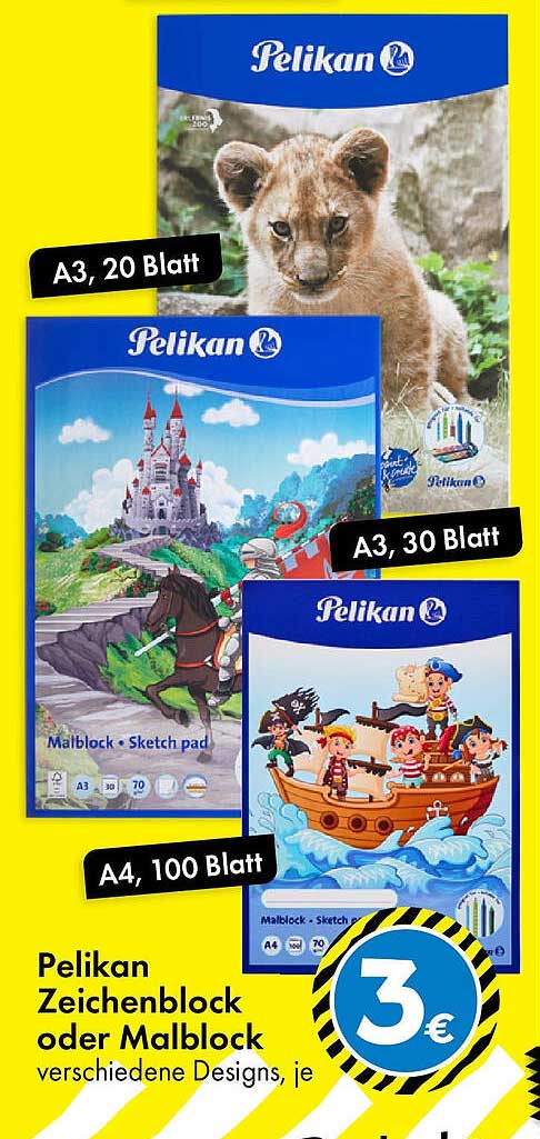 Pelikan Zeichenblock oder Malblock - verschiedene Designs, je 3 €