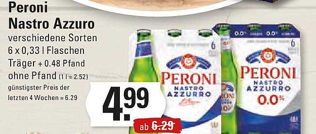 Peroni Nastro Azzurro verschiedene Sorten 6 x 0,33 l Flaschen