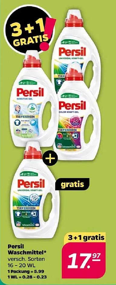 Persil Waschmittel 16–20 WL – 3+1 GRATIS