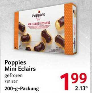 Poppies Mini Eclairs gefroren 200-g-Packung