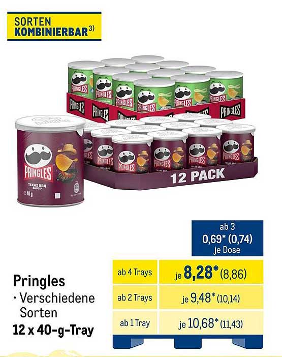 Pringles - 12 x 40-g-Tray in verschiedenen Sorten
