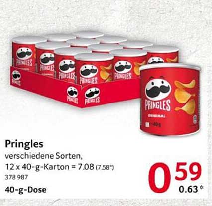 Pringles verschiedene Sorten, 12 x 40-g-Dose