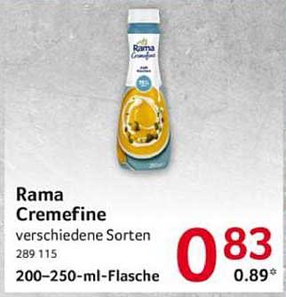 Rama Cremefine verschiedene Sorten 200–250-ml-Flasche