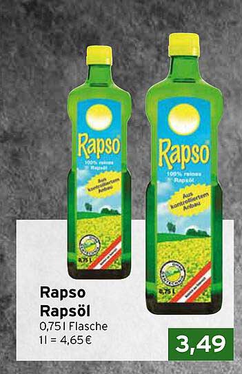 Rapso Rapsöl 0,75 l Flasche