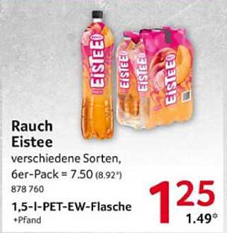 Rauch Eistee verschiedene Sorten, 1,5-L-PET-EW-Flasche