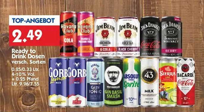 Ready to Drink Dosen verschiedener Sorten