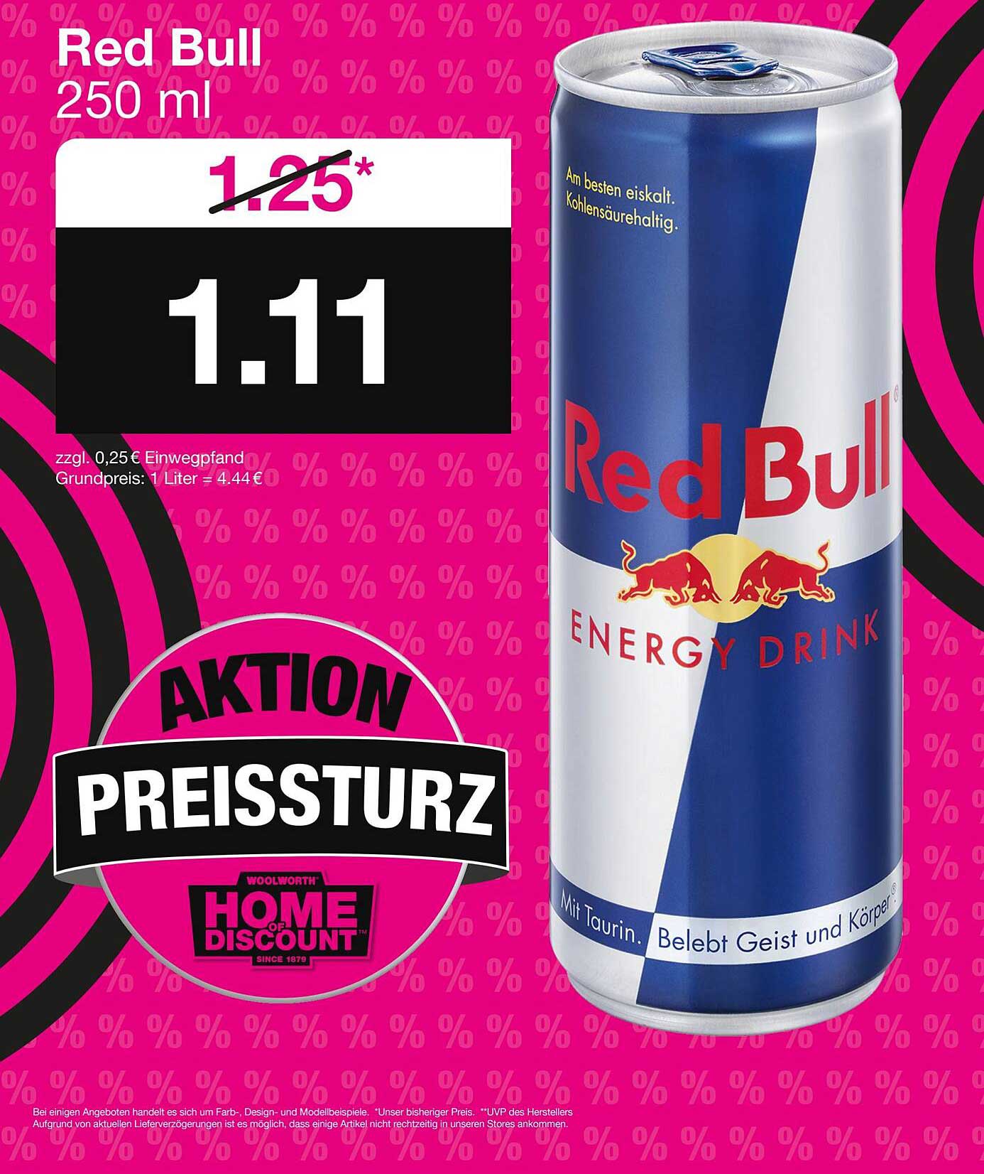 Red Bull 250 ml - Aktionspreis nur 1,11 €!