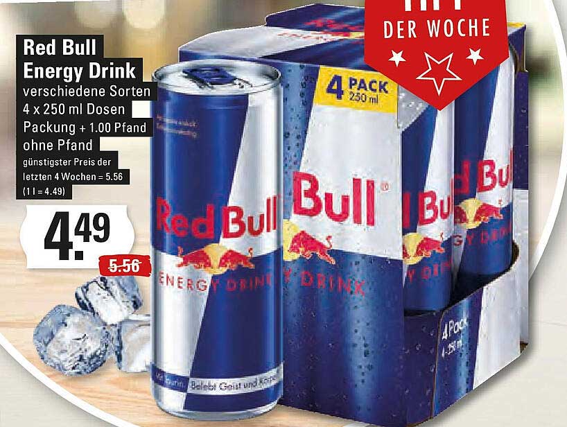 Red Bull Energy Drink 4 x 250 ml Dosen