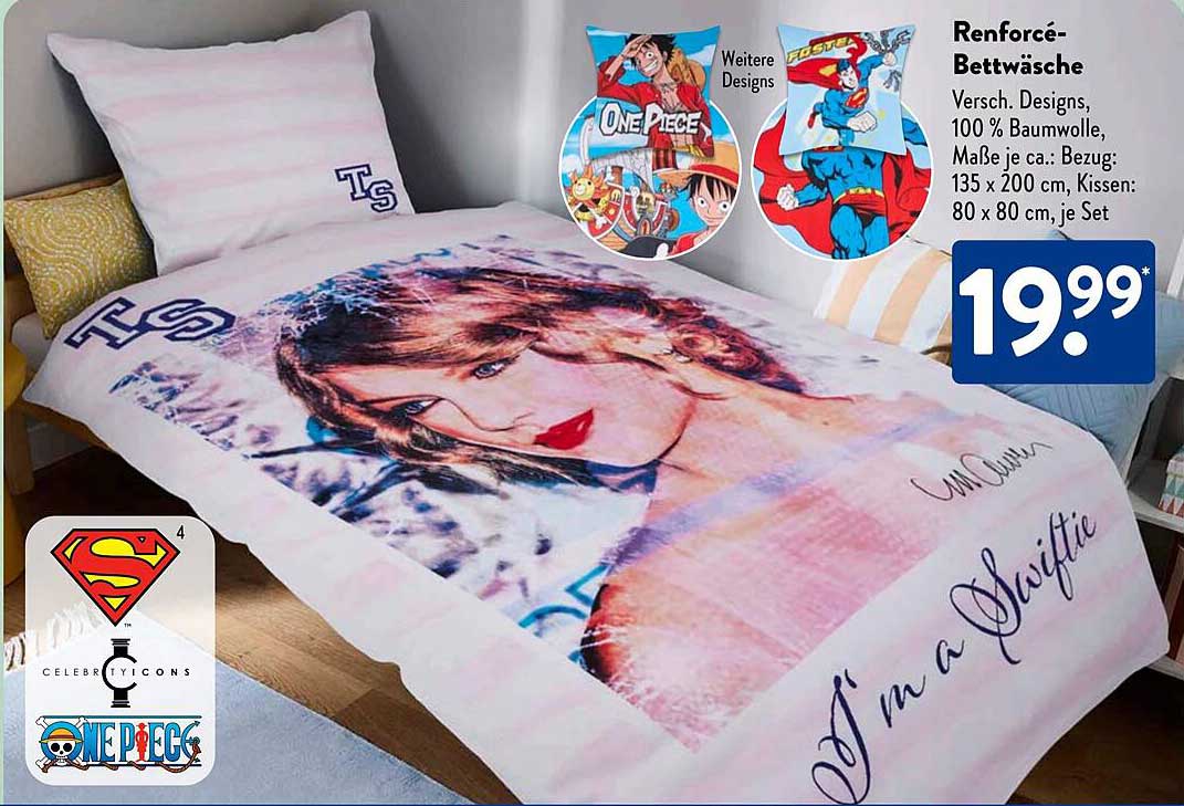 Renforcé-Bettwäsche mit verschiedenen Designs, 100 % Baumwolle
