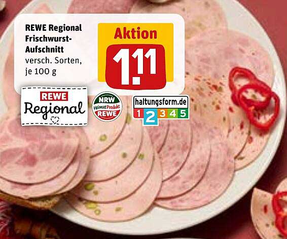 REWE Regional Frischwurst-Aufschnitt, versch. Sorten, je 100 g