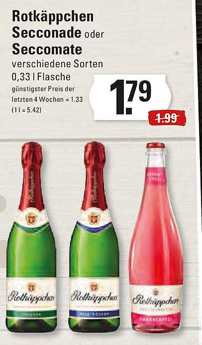 Rotkäppchen Secconade oder Seccomate verschiedene Sorten 0,33 Flasche