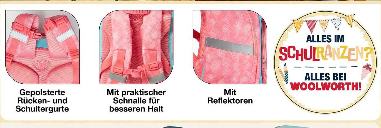 Rucksack für die Schule mit gepolsterten Rücken- und Schultergurten
