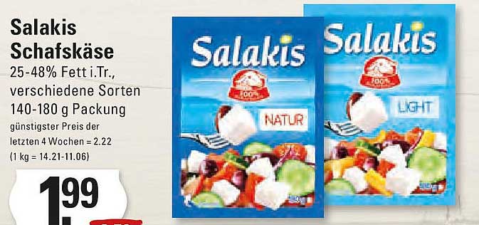 Salakis Schafskäse 25-48% Fett i.Tr., verschiedene Sorten 140-180 g