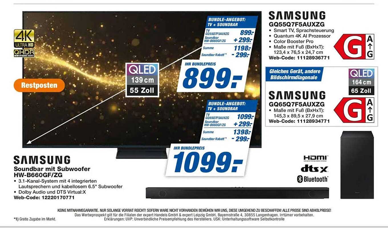 Samsung QLED TV 55 Zoll mit Soundbar Bundle-Angebot