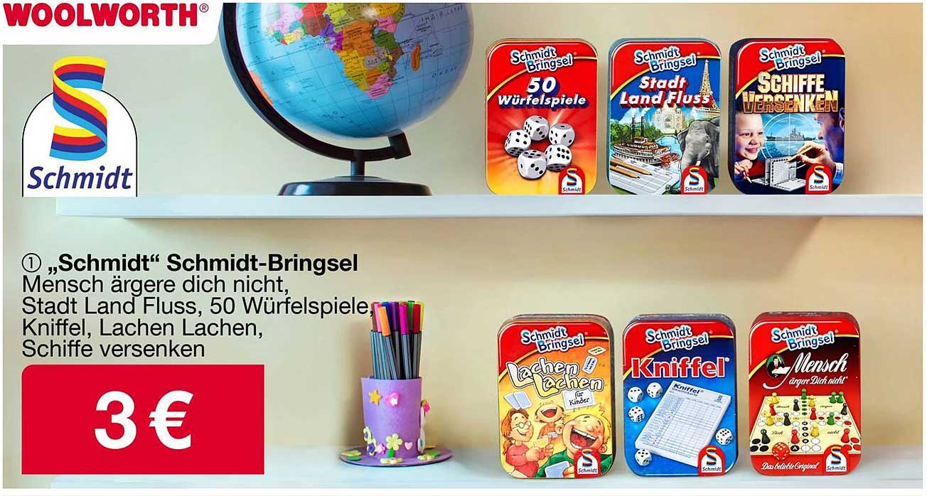 „Schmidt“ Schmidt-Bringsel: Mensch ärgere dich nicht, Stadt Land Fluss, 50 Würfelspiele, Kniffel, Lachen Lachen, Schiffe versenken