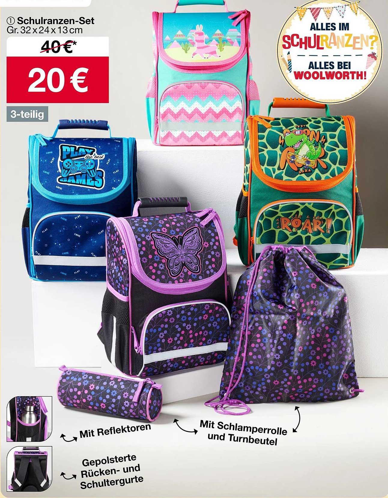Schulranzen-Set 3-teilig
