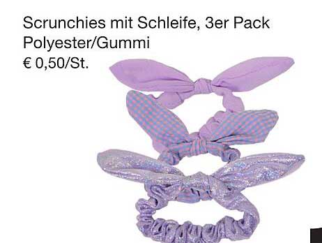 Scrunchies mit Schleife, 3er Pack Polyester/Gummi