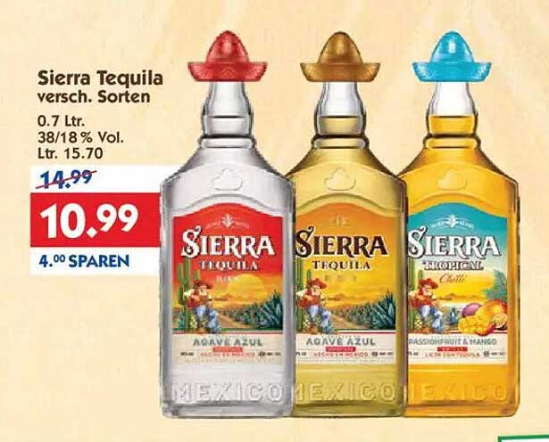 Sierra Tequila 0.7 Ltr. - verschiedene Sorten