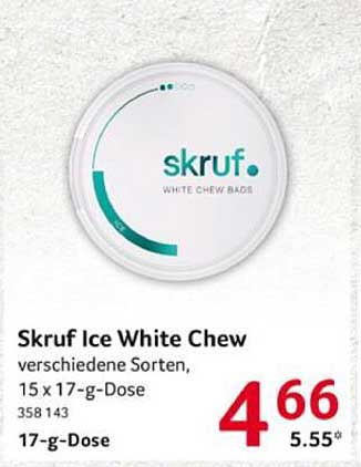 Skruf Ice White Chew, verschiedene Sorten, 15 x 17-g-Dose