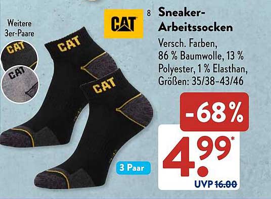 Sneaker-Arbeitssocken - 3 Paar von CAT