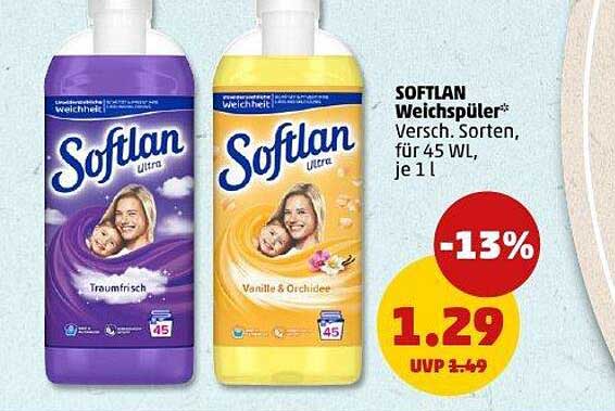 SOFTLAN Weichspüler - Traumfrisch und Vanille & Orchidee, 1 l