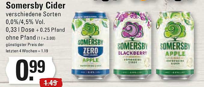 Somersby Cider verschiedene Sorten 0,0%/4,5% Vol.