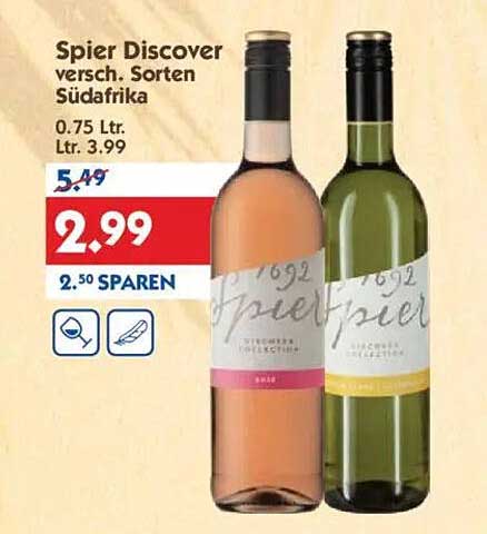 Spiers Discover verschiedene Sorten aus Südafrika 0,75 L für nur 2,99 €