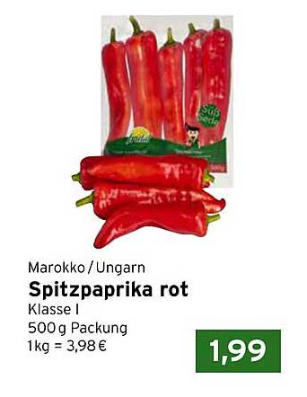 Spitzpaprika rot 500 g – Klasse I