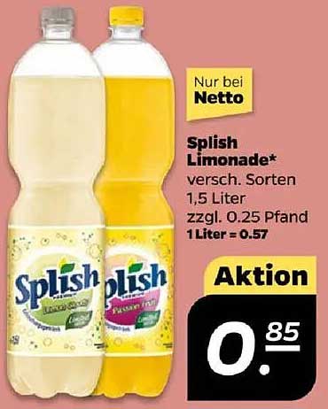 Splish Limonade - verschiedene Sorten 1,5 Liter