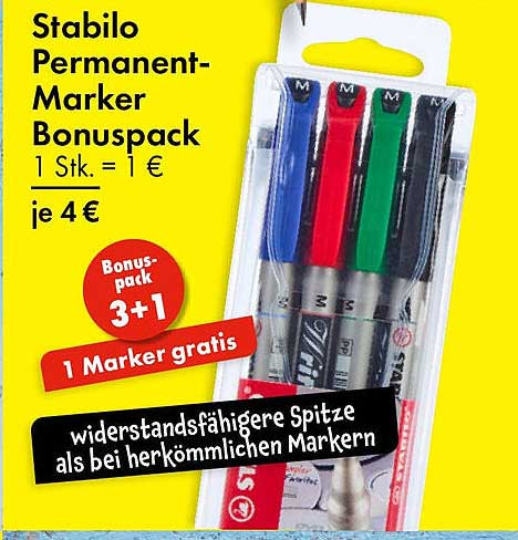 Stabilo Permanent-Marker Bonuspack 3+1