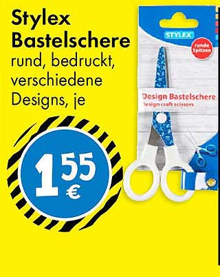 Stylex Bastelschere rund, bedruckt, verschiedene Designs, je