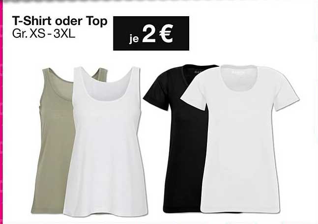 T-Shirt oder Top Gr. XS - 3XL je 2 €