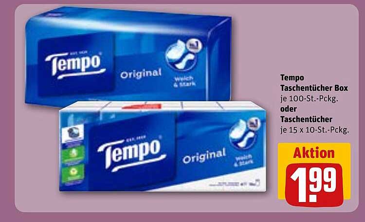 Tempo Taschentücher Box je 100-St.-Pckg. oder Taschentücher je 15 x 10-St.-Pckg.