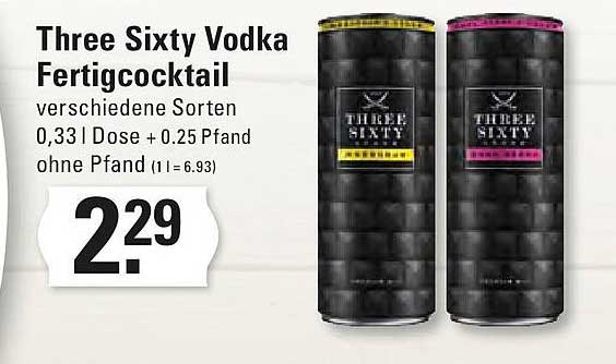 Three Sixty Vodka Fertigcocktail verschiedene Sorten 0,33 Dose + 0,25 Pfand ohne Pfand