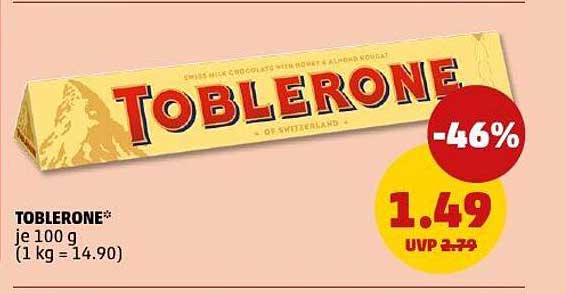 Toblerone 100 g für nur 1,49 € - Sparen Sie 46%