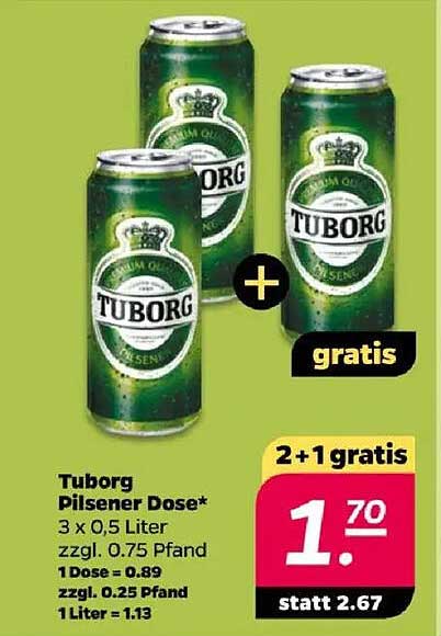 Tuborg Pilsener Dose - 2 + 1 gratis