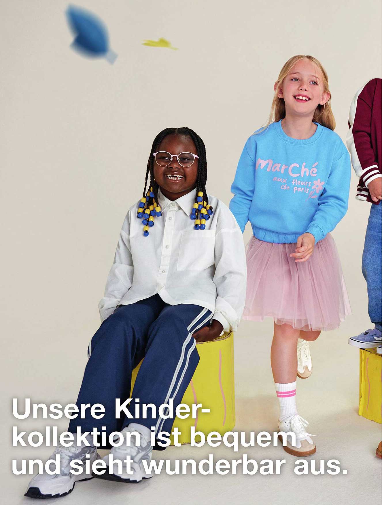 Unsere Kinderkollektion ist bequem und sieht wunderbar aus.