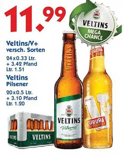 Veltins/V+ verschiedene Sorten 24 x 0,33 L und Veltins Pilsener 20 x 0,5 L