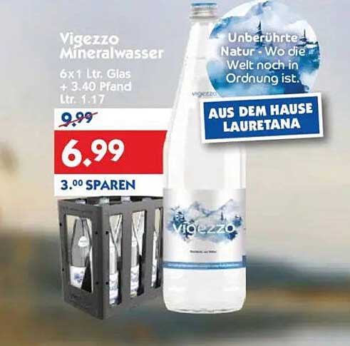 Vigezzo Mineralwasser 6 x 1 Ltr. Glas für nur 6,99 €