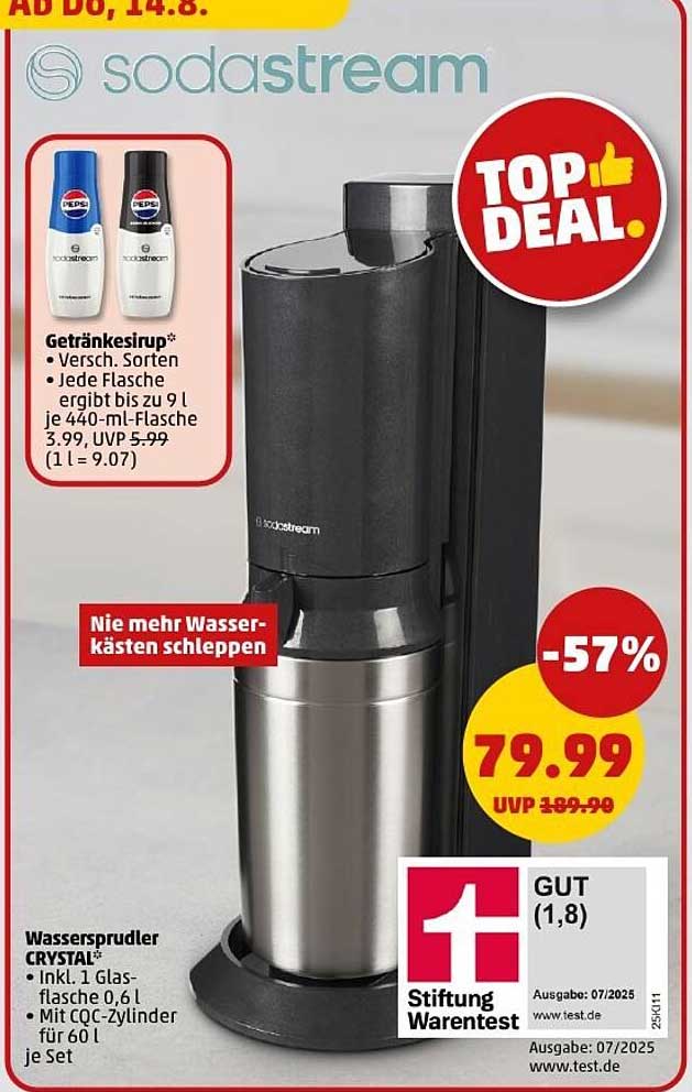 Wassersprudler CRYSTAL™ - Nie mehr Wasserkästen schleppen!
