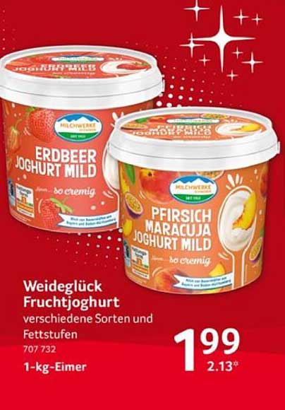 Weideglück Fruchtjoghurt verschiedene Sorten und Fettstufen