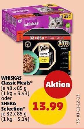 WHISKAS Classic Meals und SHEBA Selection - Mega-Pack Aktion