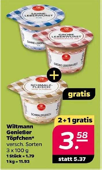 Wiltmann Genießer Töpfchen* versch. Sorten 2+1 gratis