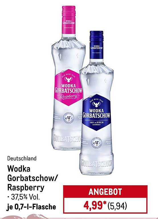 Wodka Gorbattschow/Raspberry - 0,7 l für nur 4,99 €