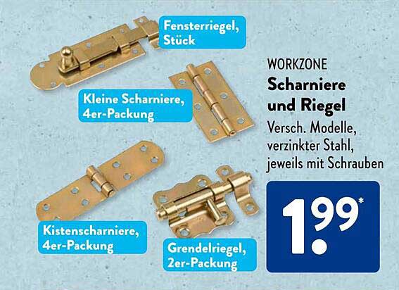 WORKZONE Scharniere und Riegel, verschiedene Modelle